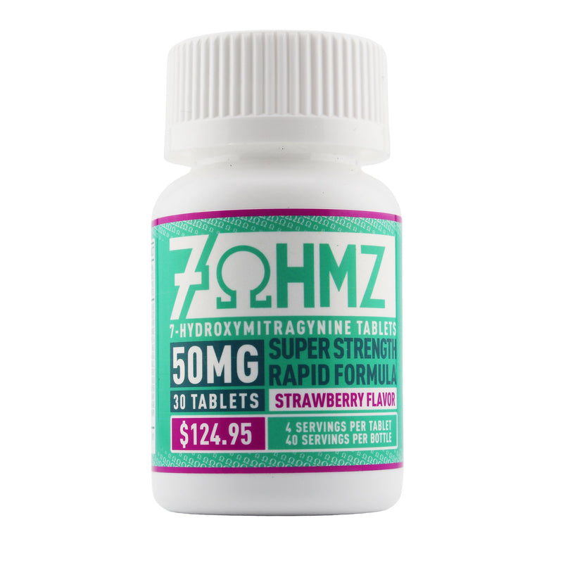 7OHMZ 7-Hydroxy Kratom Leaf Extract Chewable Tablets Strawberry 50mg 30 Count