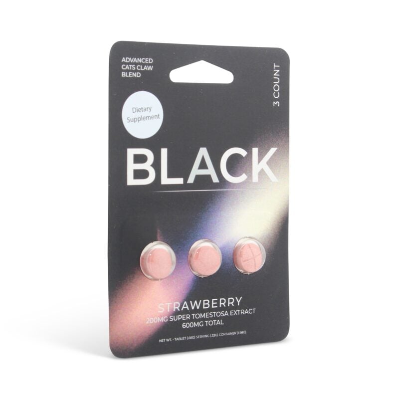 Black Super Tomentosa Extract Tablets Strawberry 200mg - Front