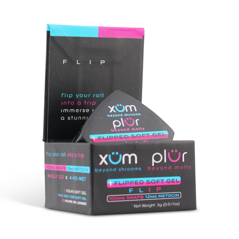 XÜM PLUR Flip Soft Gel 100mg 5MAPB 12mg Metocin Box