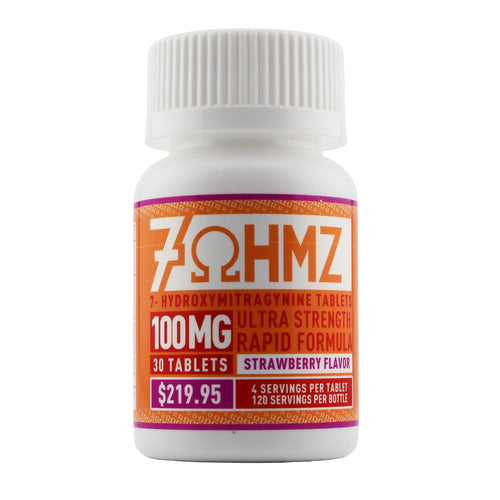 7OHMZ 7-Hydroxy Kratom Leaf Extract Chewable Tablets Strawberry 100mg 30 Count