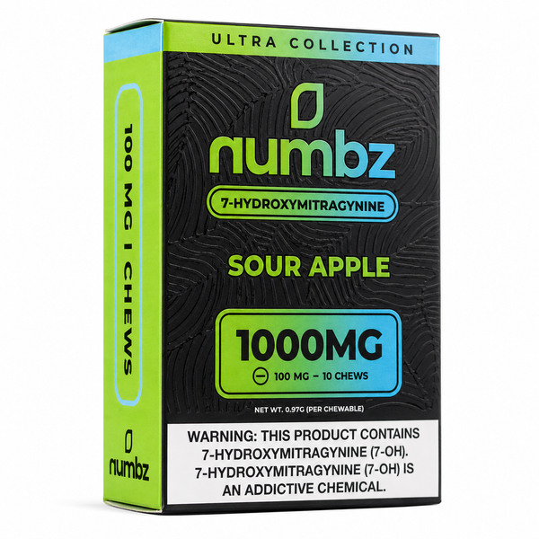Numbz Sour Apple 100mg Kratom Chewable Tablets