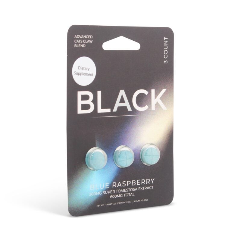 Black Super Tomentosa Extract Tablets Blue Raspberry 200mg - Front