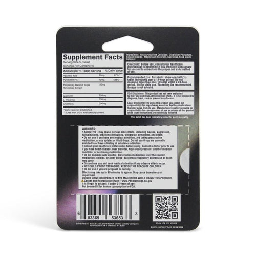 Black Super Tomentosa Extract Tablets White Grape 200mg - Back