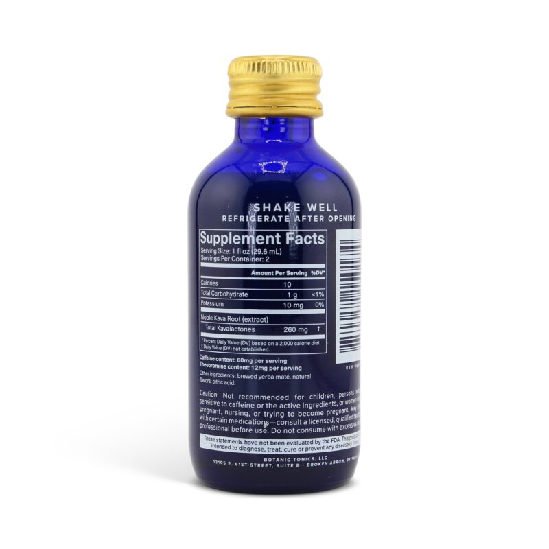 Botanic Tonics Feel Free Kava Yerba Mate Tonic 59ml Product Facts