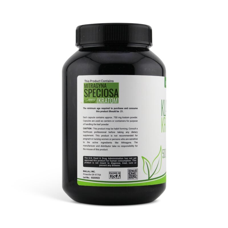 Klarity Kratom Maeng Da Capsules 500 Count Product Facts
