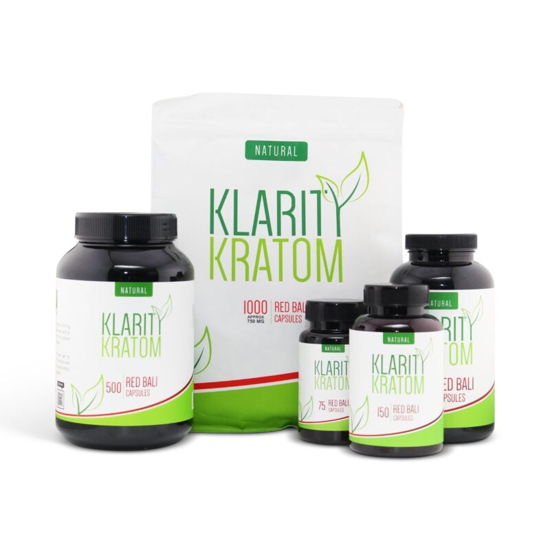 Klarity Kratom Natural Red Bali Kratom Capsules 750mg