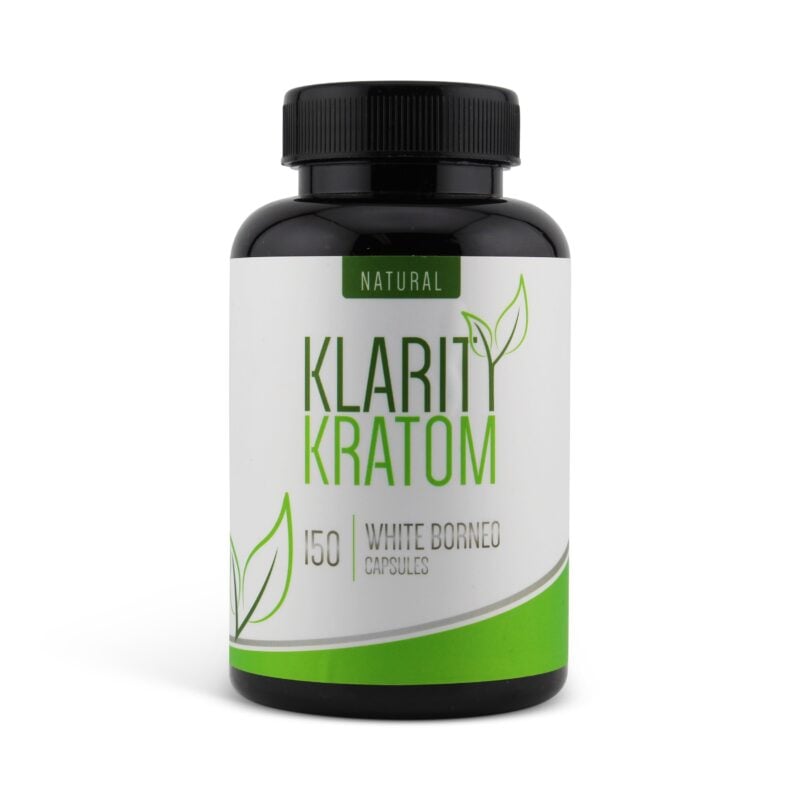 Klarity Kratom White Borneo Capsules 150 Count Front