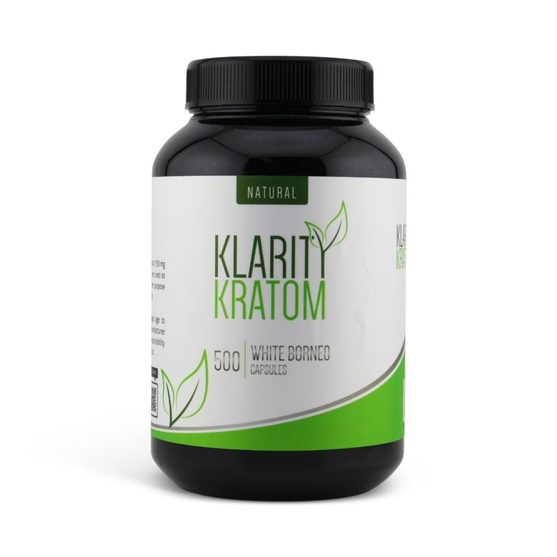Klarity Kratom White Borneo Capsules 500 Count Front