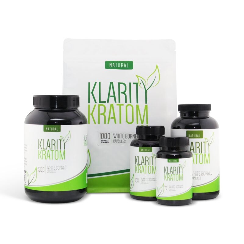 Klarity Kratom Natural White Borneo Kratom Capsules 750mg