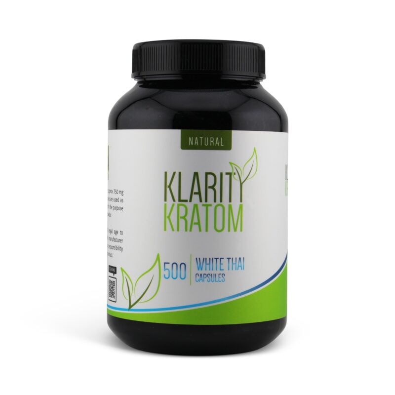 Klarity Kratom White Thai Capsules 500 Count Front