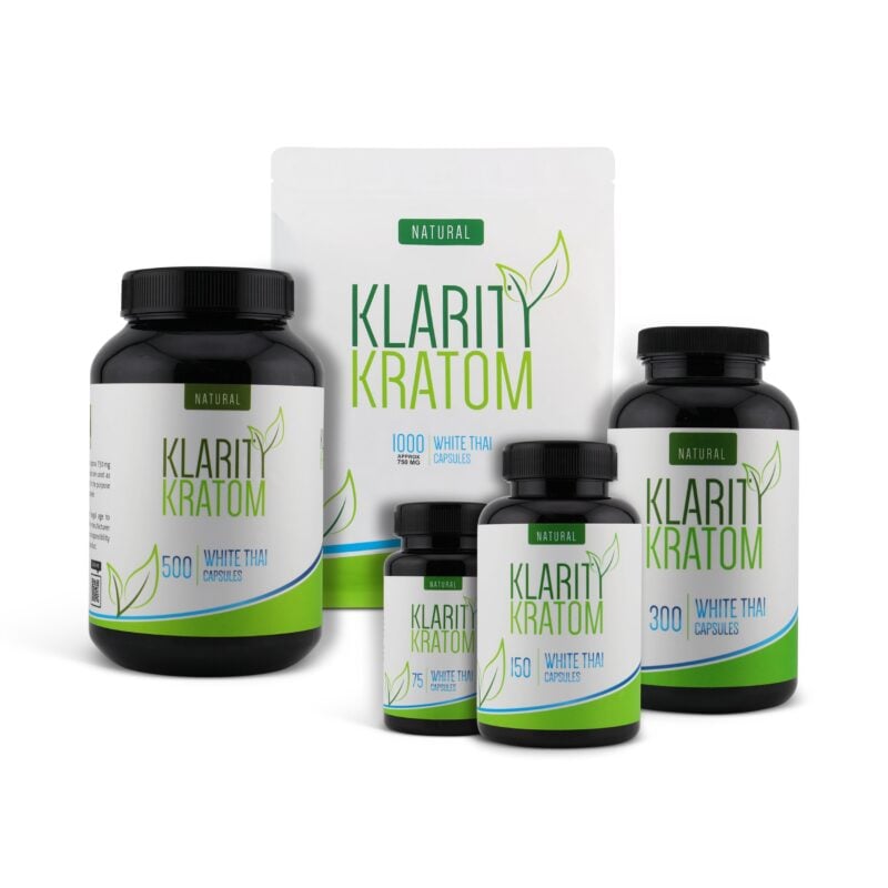 Klarity Kratom Natural White Thai Kratom Capsules 750mg
