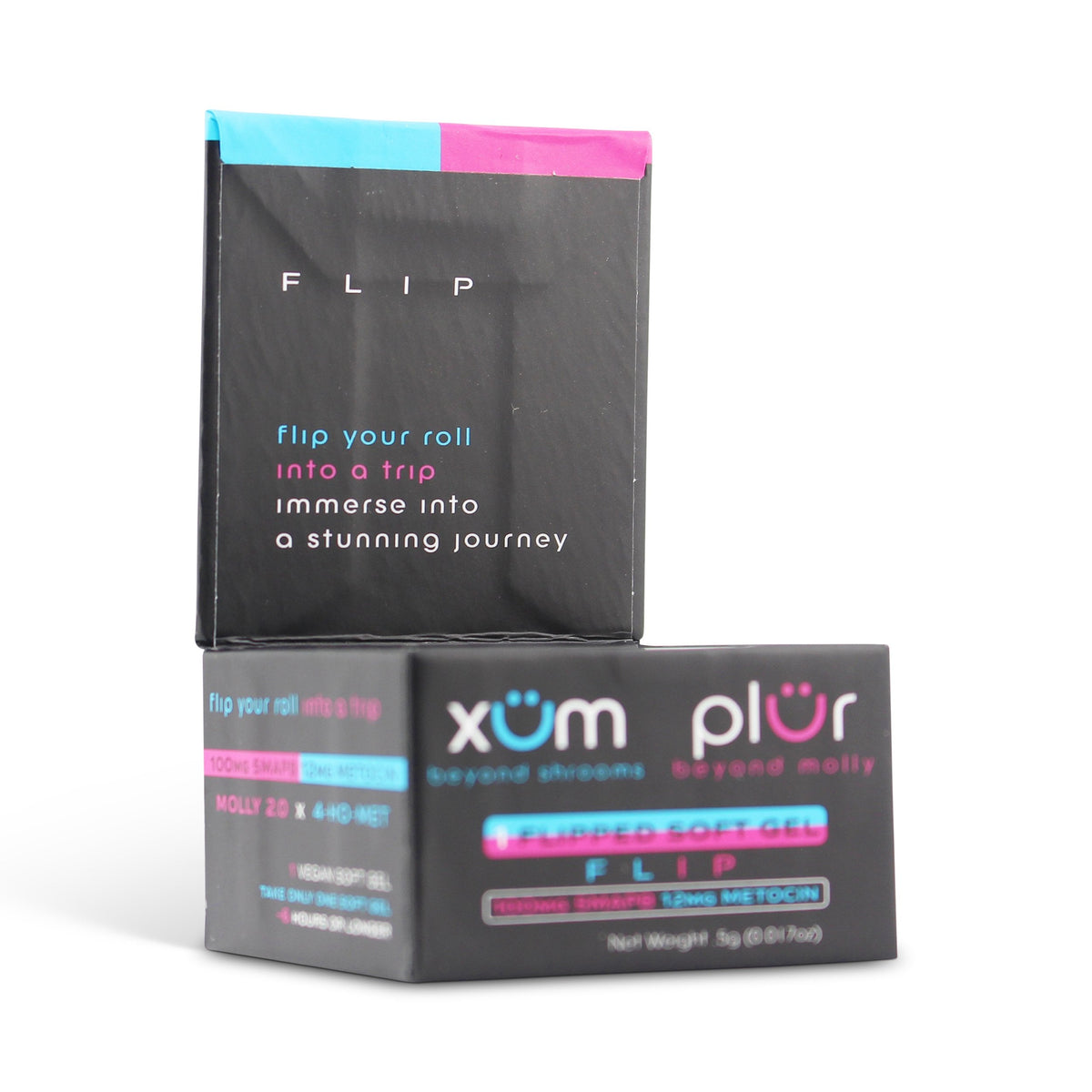 XÜM PLUR Flip Soft Gel 100mg 5MAPB 12mg Metocin Open Box